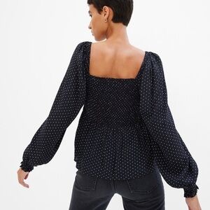 NWT GAP Black/Polkadot Rayon Square Neck Off Shoulder Peplum Peasant Top (XXL)